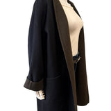 VINCE Reversible Collarless Wool-Cashmere Blend Coat NWT Size L