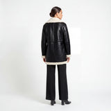 CALVIN KLEIN Faux Leather Faux Fur Moto Coat