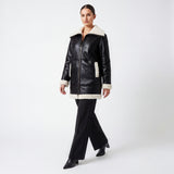 CALVIN KLEIN Faux Leather Faux Fur Moto Coat