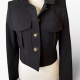 VERONICA BEARD Black Cropped Jacket with Grey Collar