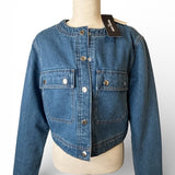 VERONICA BEARD Brandy Quilted Lined Crop Denim Jacket NWT
