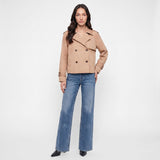 ATTENTIF PARIS Khaki Double-Breasted Cropped Jacket