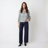 CINQ À SEPT Dale Ruched Sleeve Cupro Satin Jacket