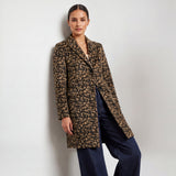 MICHAEL KORS Leopard Print Wool Blend Coat