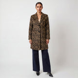 MICHAEL KORS Leopard Print Wool Blend Coat