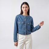 VERONICA BEARD Brandy Quilted Crop Denim Jacket
