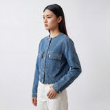VERONICA BEARD Brandy Quilted Crop Denim Jacket