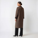 VINCE Reversible Collarless Wool-Cashmere Blend Coat