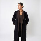 VINCE Reversible Collarless Wool-Cashmere Blend Coat