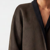 VINCE Reversible Collarless Wool-Cashmere Blend Coat