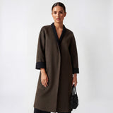 VINCE Reversible Collarless Wool-Cashmere Blend Coat